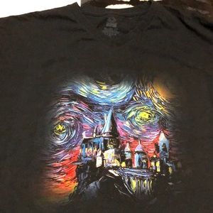 Hogwarts Starry night V-neck T-shirt 2 XL